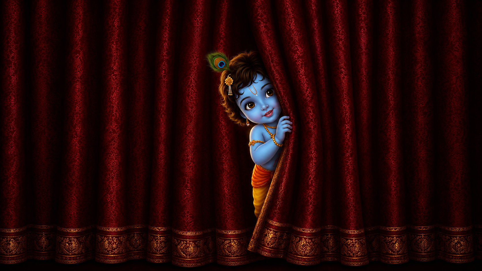 Sri Krishna behind the ceremonial curtain