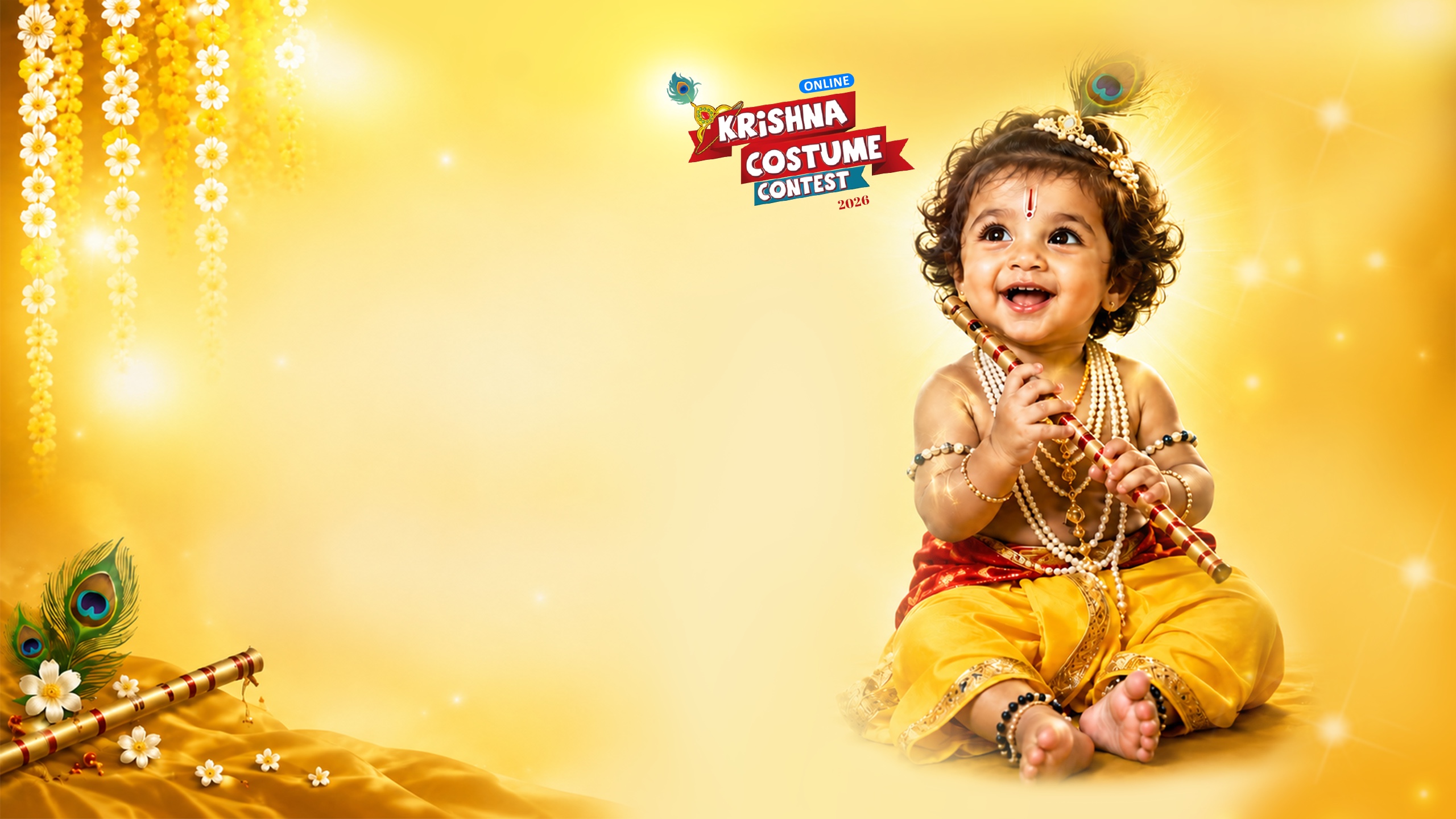 Baby Krishna dressed for the Krishna Costume Contest
